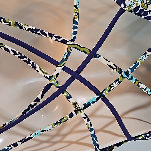 Mossimo 1-piece Swimsuit Blue & green Boho floral pattern Size L Strappy Back - Picture 14 of 17